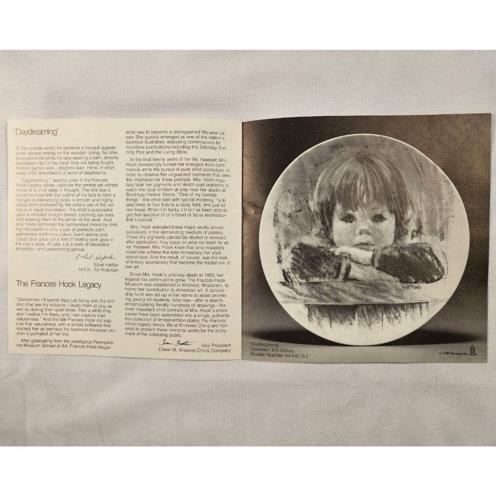 Daydreaming Plate 2 Frances Hook Legacy Series Collectors Plate- NIB (SH5U) - Picture 7 of 7